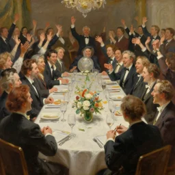 very beautiful oil painting titled an incredibly happy, exciting conference, classical masterpiece, hq, 4 k, trending on artstation
