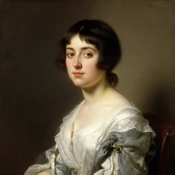 Romanticism painting of a young woman with short dark hair painted in 1798 by Sir Thomas Lawrence