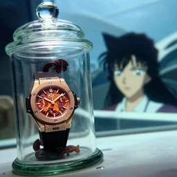 cinestill 5 0 d, 8 k, j. j abrams flare ; esoteric studio photo hublot timepiece in ana meets ran ( 1 9 9 0 ) film still underwater scene in frontiers in glass plastic photography fashion magazine june seinen manga portrait edition, real - life seinen manga shaped occult figurine in victorian glass jar, releve pose, perfect eyes, tilt shift wide shot zaha hadid background