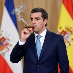 pedro sanchez the president of spain smoking a cigar