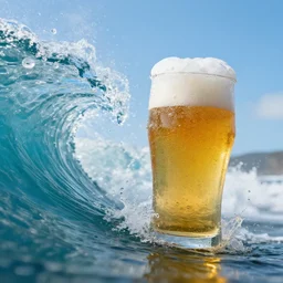 a wave made of beer