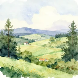 beautiful view, watercolour