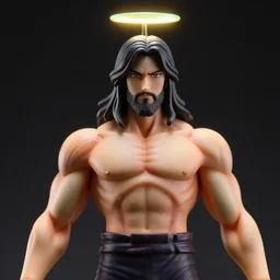 jesus as a bodybuilder by greg hildebrandt, halo above head, dramatic lighting, an anime nendoroid, figurine, detailed product photo