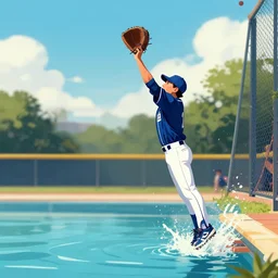 diving baseball catch, digital art