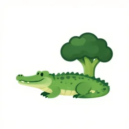 a logo design of a crocodile that has a tail that looks like broccoli