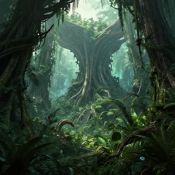 epic, ultra detailed, hyper - real alien jungle by greg rutkowski inside the movie matrix by zaha hadid