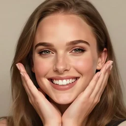 Natalie Portman has a Huge Smile, soft, only two hands, highly detailed, digital painting, artstation, concept art, smooth, sharp focus, illustration, Unreal Engine 5, 8K, art by art by artgerm and greg rutkowski and edgar maxence