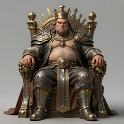 concept art, intricate illustration, photo - realistic portrait of a fat angry king on sword throne, hyper realistic, style by wlop and artgerm, hyper detailed, artstation, cgsociety, 8 k, octane render