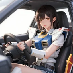 beautiful girl drives gundam by otomo keyang