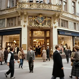 a film still of a 1 9 5 0 s busy stockmann department store on a friday afternoon, beautiful photography