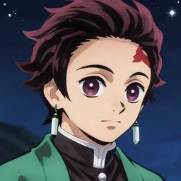 handsome guy in demon slayer art, night, stars, wonderful, anime style, 4k , detailed, detailed face, high quality, smooth, sharp focus, beautiful scene, detailed head, light