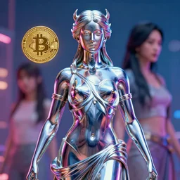 _ cinematic _ rule _ of _ thirds _ asymmetric _ comp _ portrait _ of _ the _ bitcoin _ cyborg _ goddess _ highly _ reflective _ pearlescent _ chrome _ greek _ roman _ statue _ _ by _ rebecca _ guay _ and _ yoshitaka _ amano _ greg _ _ tion _ intricate _ and _ vibrant