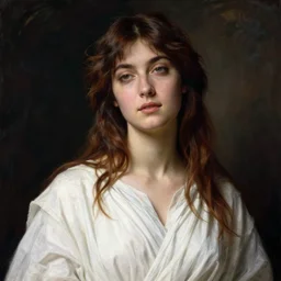 beautiful woman in white robes by john william waterhouse, preraphaelite style, detailed, defined, chiaroscuro