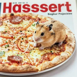 page of a hamster on the pizza, hamster magazine 1 9 9 0.
