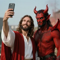 Jesus takes a selfie with the devil