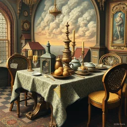 detailed, intricate romanesco on the table, winning award masterpiece, fantastically beautiful, illustration, aestheticly inspired, jacek yerka, upscale with anguissola sofonisba work, artstation, 8 k