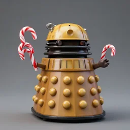 candy cane themed dalek, realistic