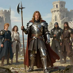 noble warrior Boromir with his horn of Gondor by Mark Brooks, Donato Giancola, Victor Nizovtsev, Scarlett Hooft, Graafland, Chris Moore