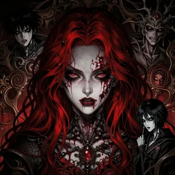 horrifying woman, hyper detailed, red highlights, masterpiece, ornate dark, suehiro maruo, katsuhiro otomo, shintaro kago, cgsociety
