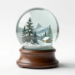 antique snow globe, stylized 3d render, isolated on a pure white background, centered, entire object in frame, sharp focus, soft studio lighting