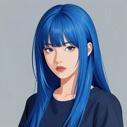portrait of a cool asian girl with blue hair, a 2 8 4 1 hairstyle, highly detailed, stylized, medium shot, vector line art, clean cel shaded vector art, by ross tron, lois van baarle, artgerm, helen huang, makoto shinkai, ilya kuvshinov, rossdraws