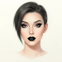 “ digital drawing of tracer from overwatch, wearing black lipstick and black eyeliner, goth outfit, black hair, 4 k, detailed face, smirky expression ”