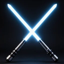 X-shaped lightsaber, detailed photo, futuristic