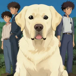 maximalist intimidating labrador retriever, trending on pixiv fanbox, painted by makoto shinkai takashi takeuchi studio ghibli, akihiko yoshida, yoshitaka amano, wangechi mutu, clean cel shaded vector art. shutterstock. behance hd by lois van baarle, artgerm, helen huang, rossdraws, illustration