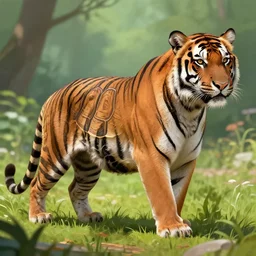 a tiger with a turtle shell, digital art