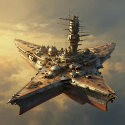 cyberpunk battleship hovering, atmospheric lighting, painted, intricate, golden hour, ultra detailed by peter gric, giger, enki bilal