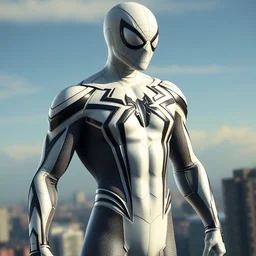 photorealistic. hyperdetailed. photograph. white suit. spider - man designed by john romita jr
