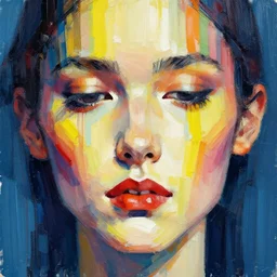 abstract face made from narrow vertical streaks of color