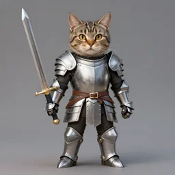 middle aged catboy wearing crusader armor holding a longsword