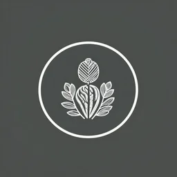 minimalistic logo, round, art, woolen, craft, exquisite, premium, plants