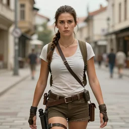 lara croft in belgrade in the 1970s, high detail n- 9