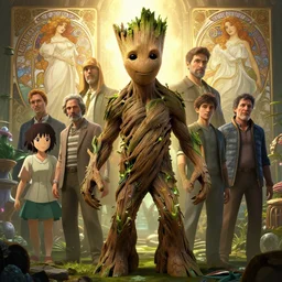 highly detailed portrait of groot, stephen bliss, unreal engine, fantasy art by greg rutkowski, loish, rhads, ferdinand knab, makoto shinkai and lois van baarle, ilya kuvshinov, rossdraws, tom bagshaw, alphonse mucha, global illumination, radiant light, detailed and intricate environment, sorry @ sarum lol