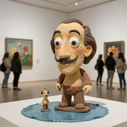 plasticine sculpture stop motion. salvador dali clay models. gallery paintings of flowers. [ [ water on floor ] ] visitors. room with a small hole in wall. john craxton. high detail. photorealistic