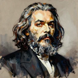portrait of marx painted in ian mcque style drawn by vania zouravliov and takato yamamoto, inspired by skull, intricate acrylic gouache painting, high detail, sharp high detail, artstation