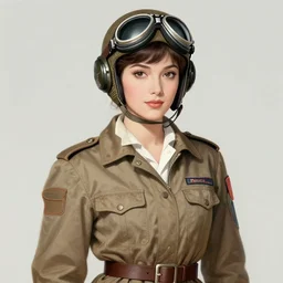 studio portrait of a female aviator, beautiful, elegant, an ultrafine hyperdetailed illustration by kim jung gi, and moebius, jean gireaud, and nicholas delort, intricate linework, detailed faces, super sharp focus, final fantasy, unreal engine 5, symmetry, central composition, golden ratio,