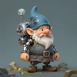 a gnome who has been transformed into half machine, half gnome