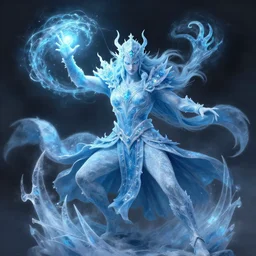 Ice mage casting a spell, matte painting by Artgerm, 4K