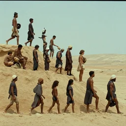 stages of human evolution, a colorized photo, colorized, # film, movie still