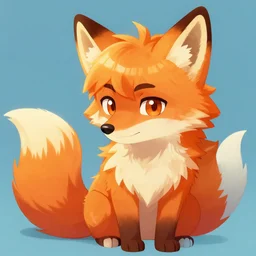 fursona of an orange fox with poofy hair, digital art, furaffinity, tumblr, twitter