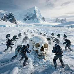 glacial death frenzy of the miraculous Antarctica, cinematic, establishing shot, extremely high detail, photorealistic, cinematic lighting, intricate line drawings, 8k resolution