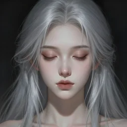portrait of a young female human with silver hair and light skin eyes closed fantasy artwork epic detailed and intricate digital painting trending on artstation by wlop octane render