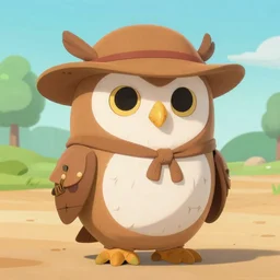 saturday morning cartoon shot of an owl dressed as the lone ranger, style of school house rock, 1980s