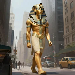 a gigantic egyptian god walking the streets of new york, intricate, elegant, highly detailed, digital painting, artstation, concept art, matte, sharp focus, illustration, art by anders zorn and greg rutkowski and marvel