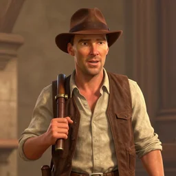 Benedict Cumberbatch as Indiana Jones , depicted as a Pixar character, high quality CG render, 4K