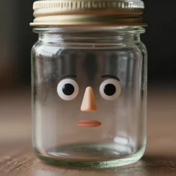 a tiny realistic aphex twin face inside a glass jar only. sharp focus, photography, unreal engine, trending on artstation, photorealistic, octane, trending on deviantart, unreal engine