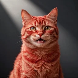 happy smiling red cat. art by louis wain.